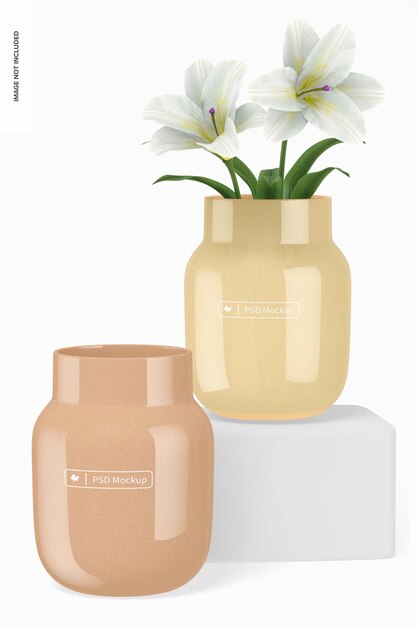 PSD round glass vases mockup