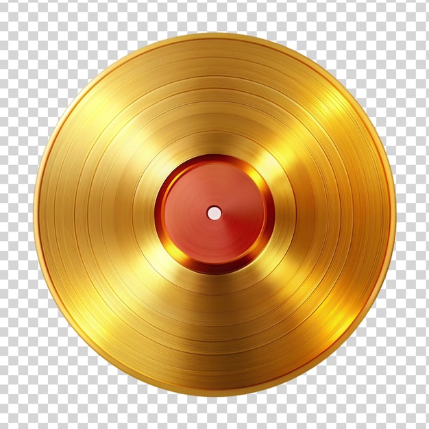 PSD Круглая золотая виниловая пластинка различных цветов, изолированная на прозрачном фоне