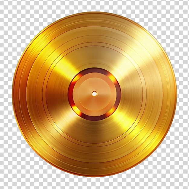 PSD round golden various color vinyl record isolated on transparent background