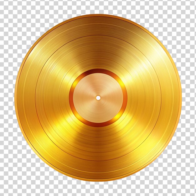 PSD round golden various color vinyl record isolated on transparent background