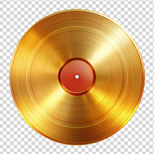PSD round golden various color vinyl record isolated on transparent background