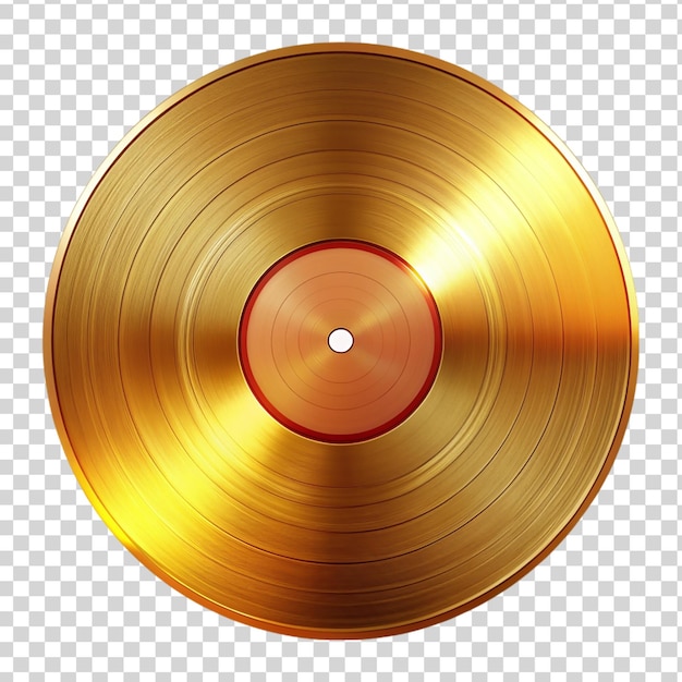 PSD round golden various color vinyl record isolated on transparent background