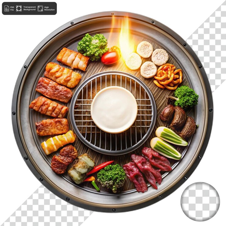 PSD 圓形的烤盤,有各種食物和奶酪
