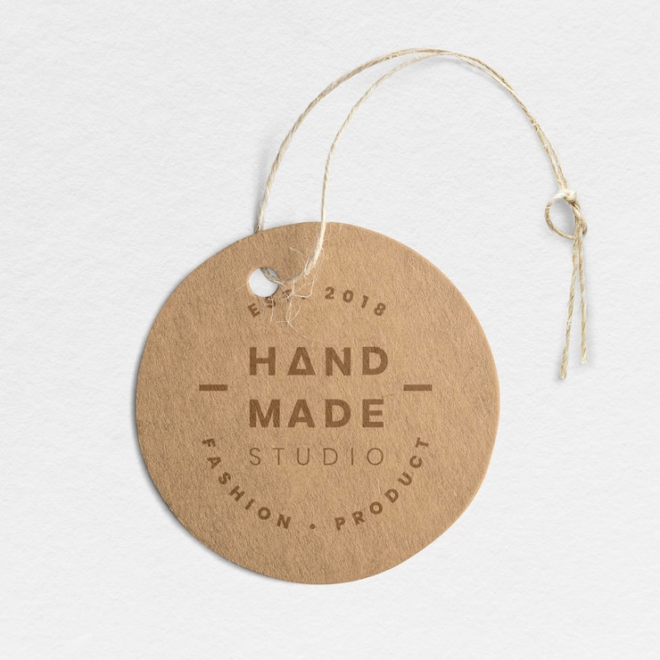 PSD round handmade studio label mockup