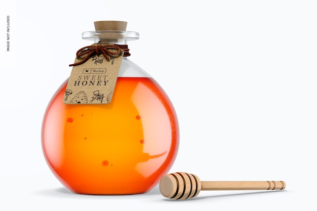 PSD round honey glass bottle mockup