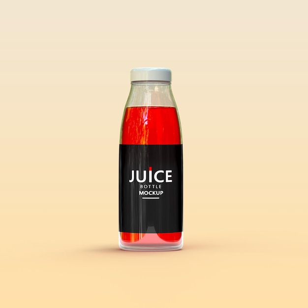 Mockup psd rosso bottiglia di succo rotondo