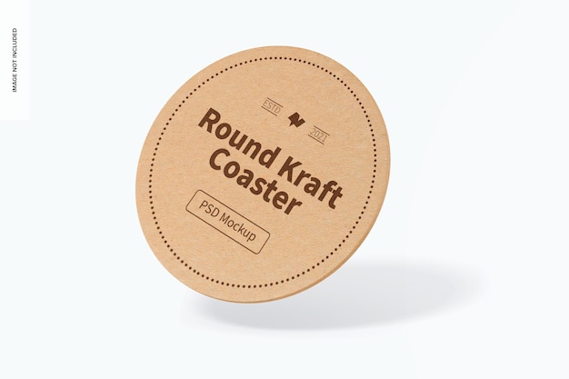 Round Kraft Coaster Mockup, Floating