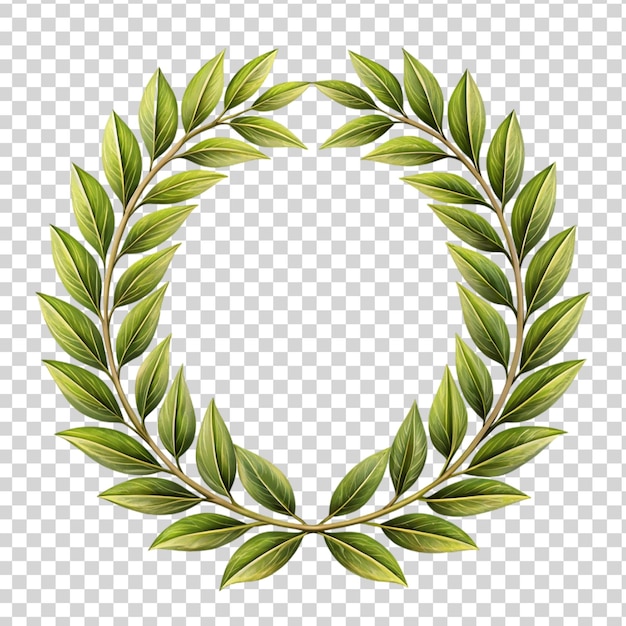 PSD round laurel wreath isolated on transparent background