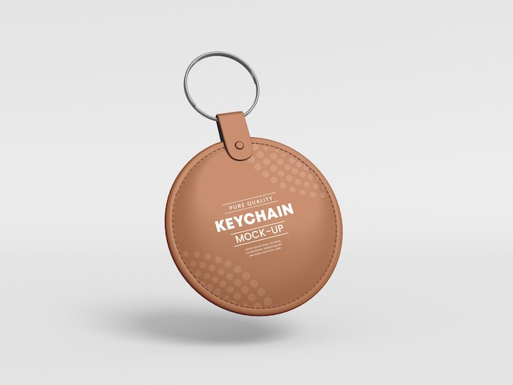 PSD round leather keychain mockup