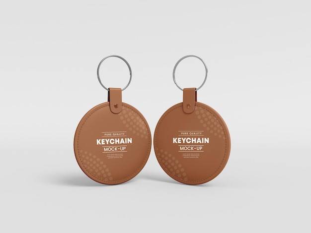 Round leather keychain mockup