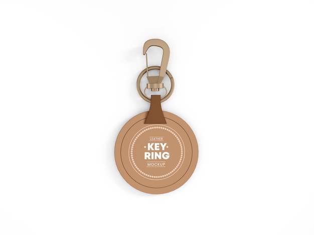 Round leather keyring branding mockup