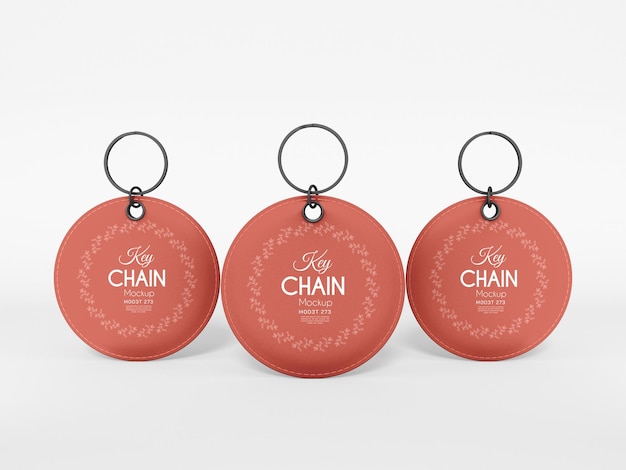 Round leather keyring branding mockup