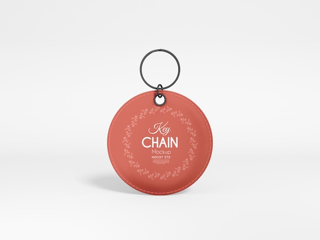 Round Leather Keyring Branding Mockup