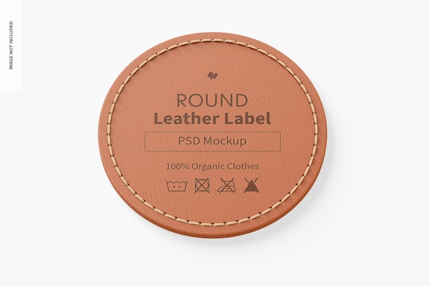 round leather label mockup, top view