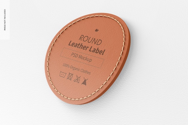 round leather label mockup