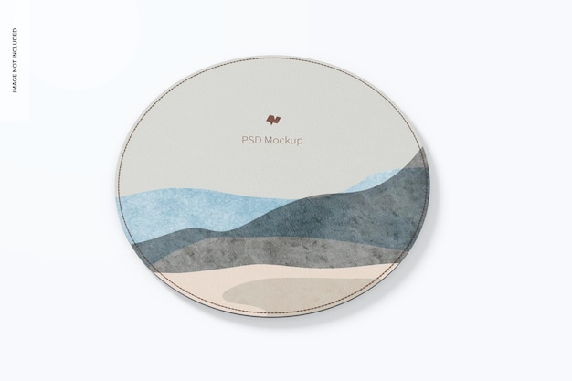 Round leather mouse pad mockup