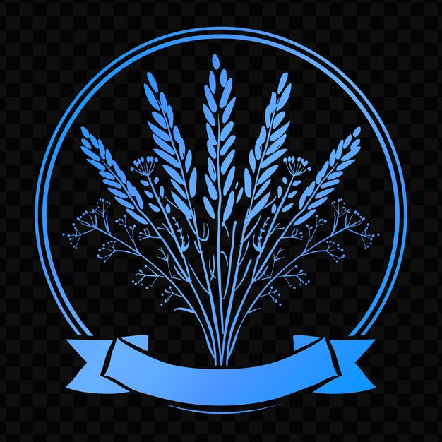 PSD a round logo with a blue ribbon and a ribbon for the logo of wheat