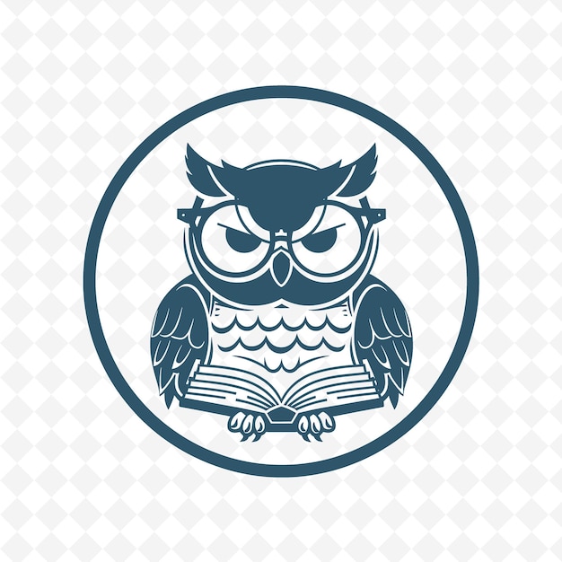 PSD a round logo with a owl on the top of it