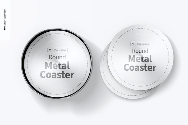 Round Metal Coaster Mockup, Top View