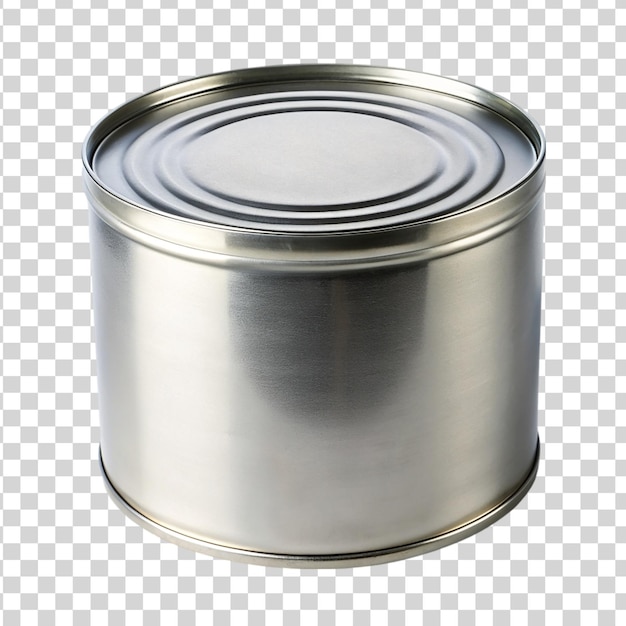 PSD round metal tin can isolated on transparent background