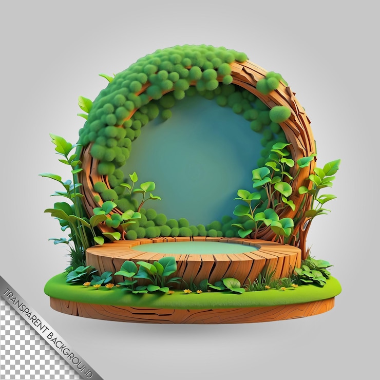 PSD a round mirror with a green border and a circle with a green leaf on it