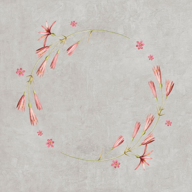 PSD round mixed flowers frame patterned mockup