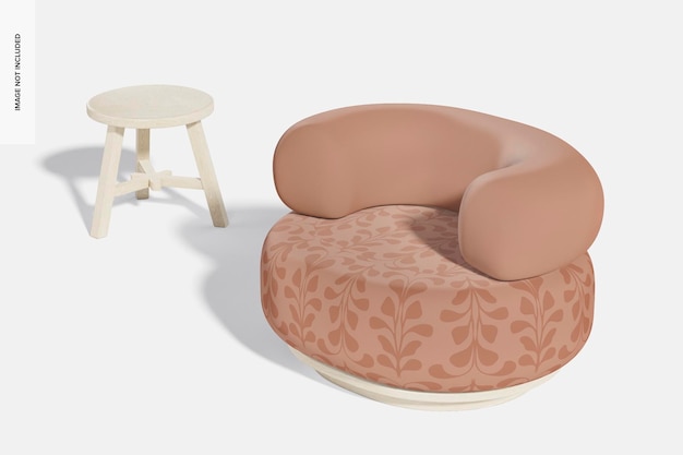 PSD round modern armchair mockup