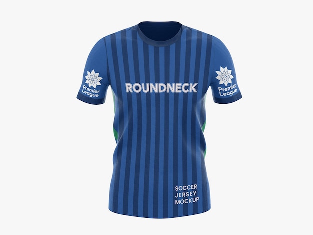 PSD round neck soccer jersey front view mockup