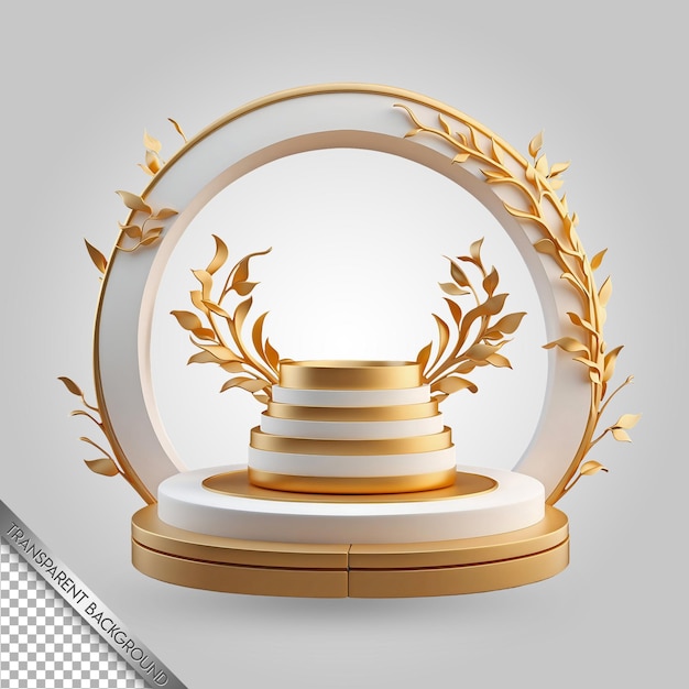 PSD a round object with a gold frame and a round base with the words the year on it