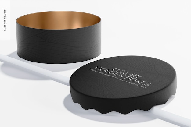 round packaging with gold interior mockup, right view