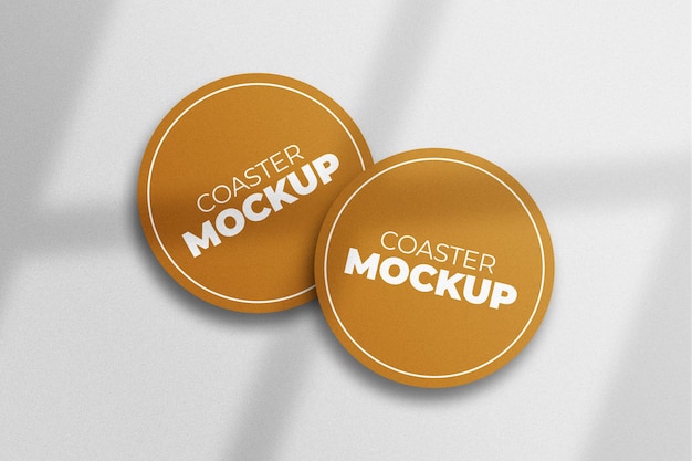 Round paper coasters mockup with shadow