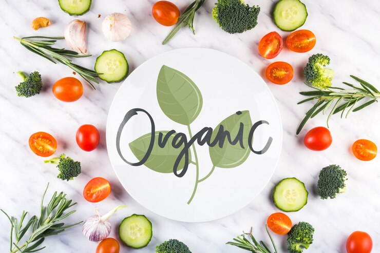 PSD round paper mockup and organic food