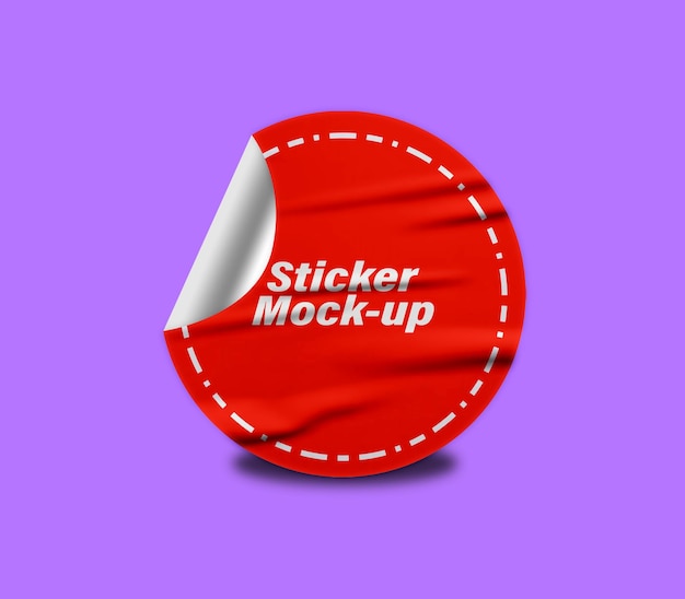 Round Peel Sticker Mockup Design PSD File