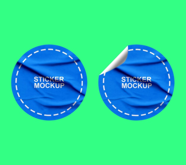 ラウンドピール ステッカー モックアップ デザイン PSD テンプレート