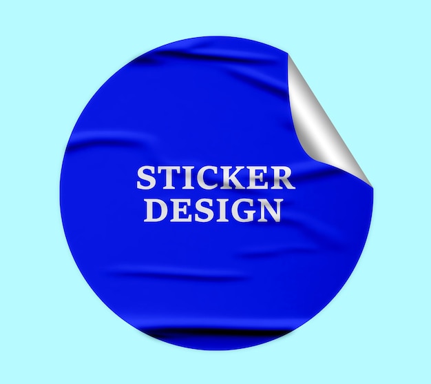 round peel sticker mockup design