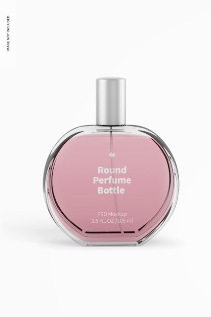 Round perfume bottle mockup, front view