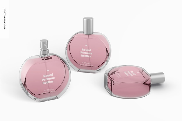 Round Perfume Bottle Set Mockup