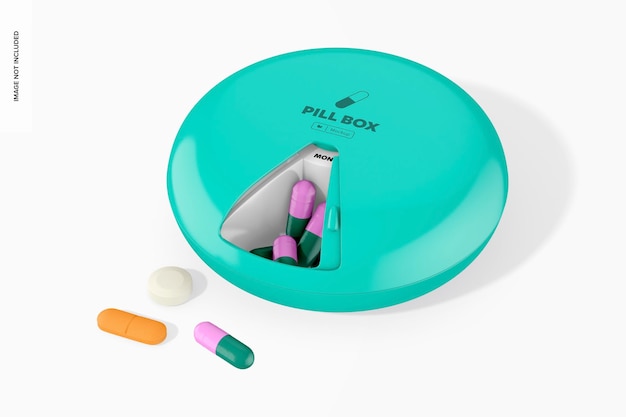 Round pill box mockup