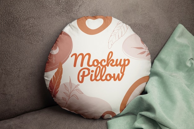 PSD round pillow mockup design