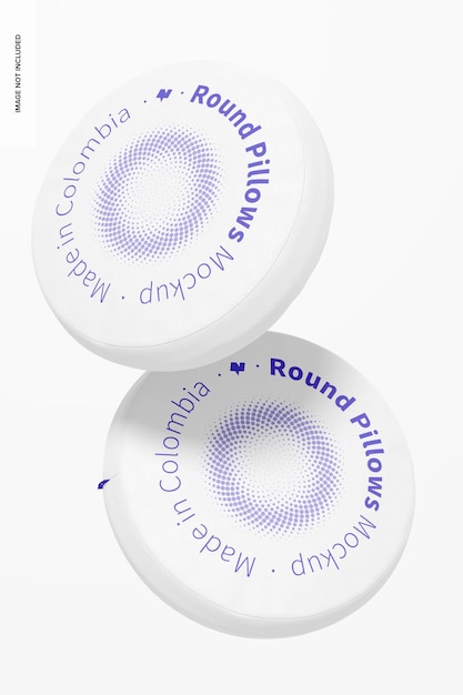 Round pillows mockup, floating