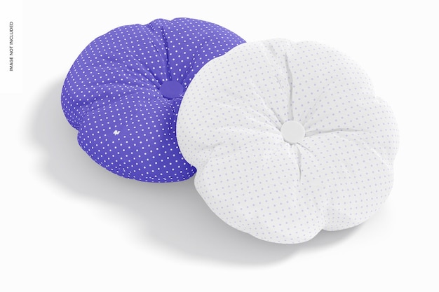 Round pillows with button mockup, top view