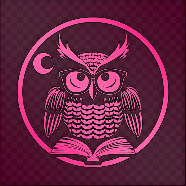 PSD a round pink owl with a pink circle on the top