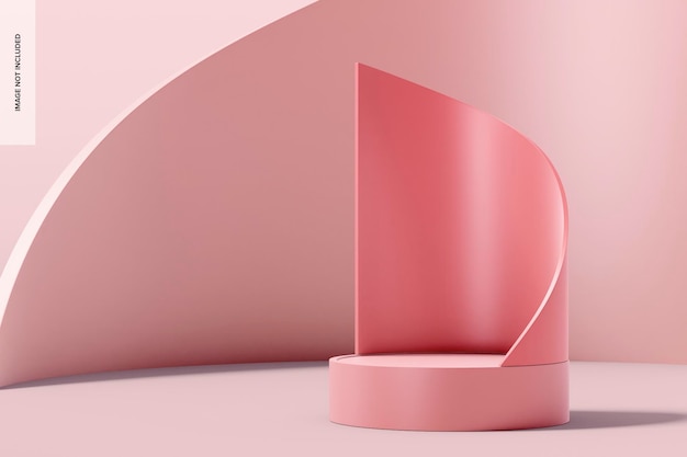 Round Pink Podium Mockup, Right View