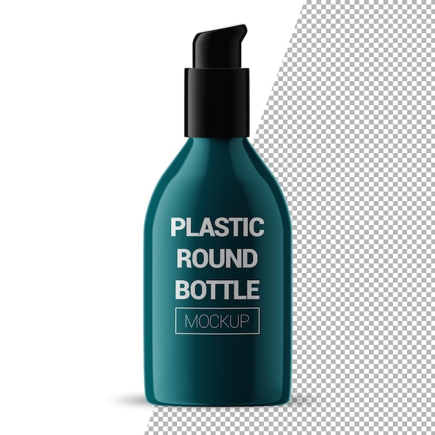 Bottiglia di plastica rotonda cosmetica con pompa mockup