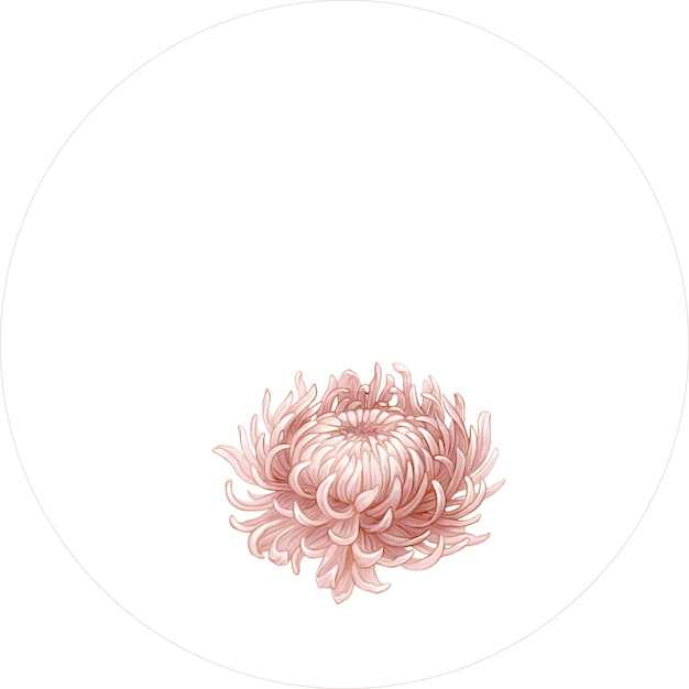 A round plate with a pink flower on it and a leaf pattern on the bottom