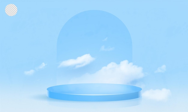 PSD round podium and clouds