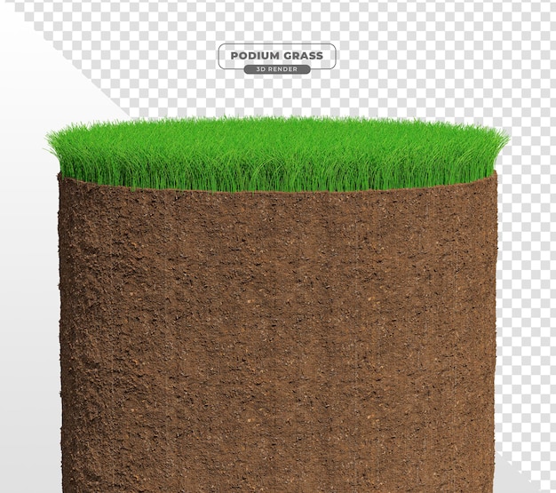 Round podium with grass in 3d realistic render