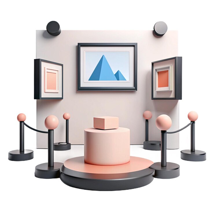 PSD a round podium with a mountain on it and a picture of a mountain on it