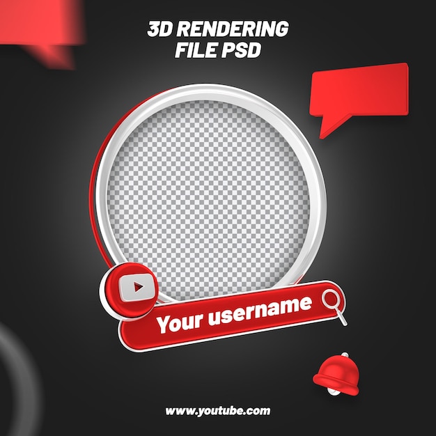 Cornice 3d a profilo rotondo per youtube sui social media