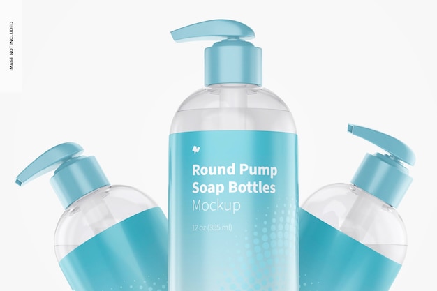 Round Pump Soap Bottles mockup set